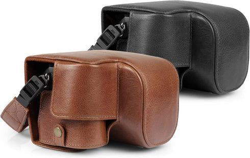 MegaGear Genuine Leather Camera Case for Sony Alpha a6700 (16-50mm) - Stylish Protective Brown Case