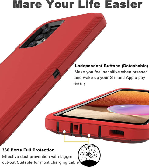 Shockproof Dustproof Case for Samsung Galaxy A32 5G, for iPhone Samsung Galaxy A32 5G (Red)