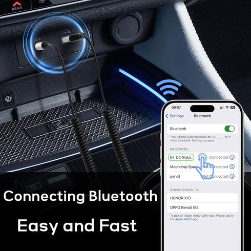 Meliya 5.3 2.0 3.5mm Aux to Bluetooth Adapter for Car, USB to Bluetooth Receiver Jack Kit with Built-in Microphone Aux