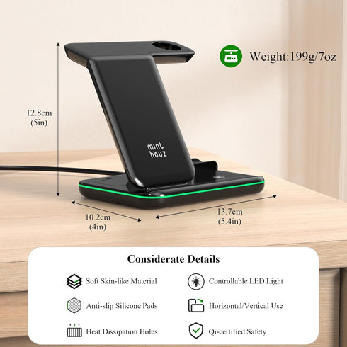 Minthouz 18W Fast Wireless Charger Station for iWatch (Charger NOT included), AirPods, Compatible with iPhone