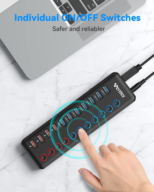 Wenter 11-Port Powered USB 3.0 Hub, Splitter with 7 Data Transfer Ports + 4 Smart Charging Ports