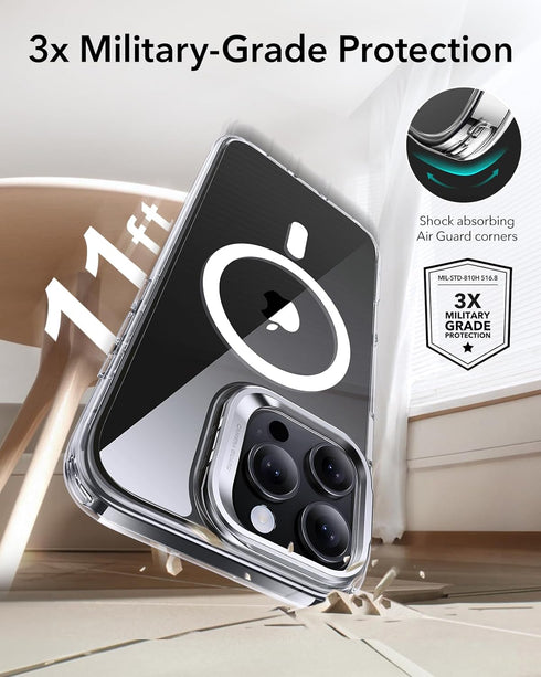 ESR 16 for iPhone Pro Case, Compatible with MagSafe, Military-Grade Protective Case, Built-in Stash Stand Phone Case