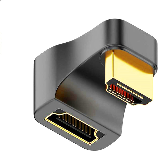 U Shape HDMI 2.1 Adapter Male to Female, Standard HDMI Type A UHD 3D 8K@60Hz 180 Degree Down Angle for Laptop