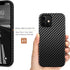 Tasikar iPhone 12 Mini Case Carbon Fiber Leather Design with TPU Hybrid Slim Case (Black)