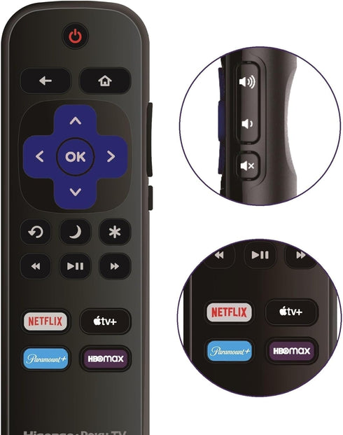 ULTRA PARTS 4K Replacement Remote Control Compatible with All Hisense Roku TV Smart Ultra HDTV Only Works with Hisense