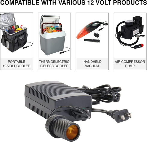 Koolatron 110 Volt AC to 12 Volt DC Power Adapter, 12V 5A DC Power Converter, Black, 6 Ft Cord