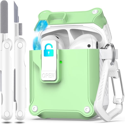 R-fun Charging Case Cover for AirPods 2nd Gen 2019, 1st Gen 2016, Full Drop Protection with Cleaner Kit & Keychain