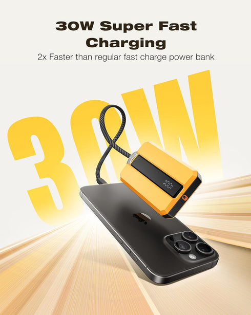 VEEKTOMX PD 30W Super Fast Charging Portable Charger 10000mAh, Small Power Bank with Detachable USB C Dual Ports