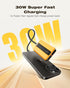 VEEKTOMX PD 30W Super Fast Charging Portable Charger 10000mAh, Small Power Bank with Detachable USB C Dual Ports