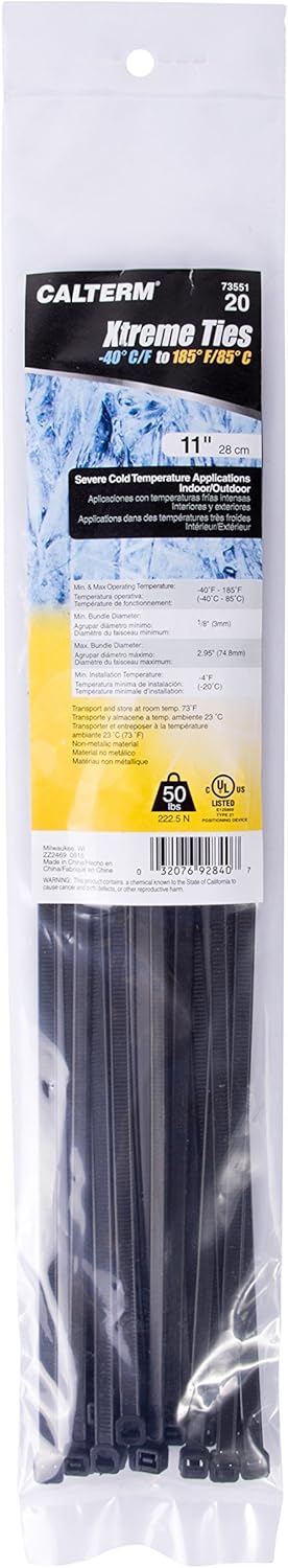 Gardner Bender 45-515UVB Heavy-Duty 15 Inch Cable Tie, 120 lbs Tensile Strength, UV Resistant Black, 10 Pk