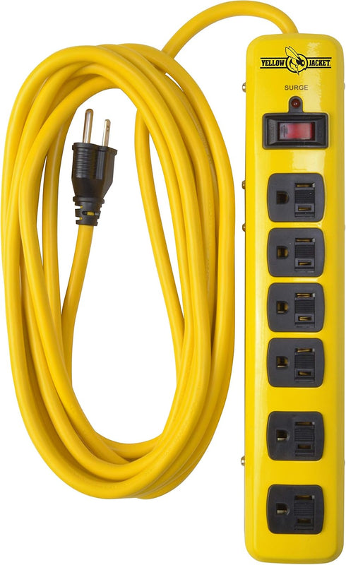 Yellow Jacket 5138N 15-Foot Cord Jacket, 6-Outlet Surge Protector, 1440J, Yellow/Black
