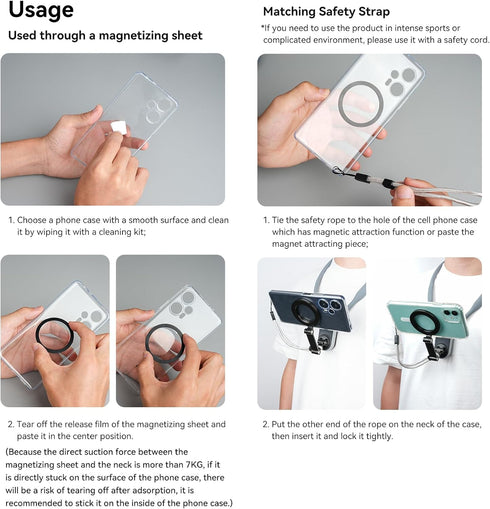 Magnetic Neck Mount for Phones, Cell Phone Holder Stand for POV/Vlog Selfie, Hand Free Necklace Strap