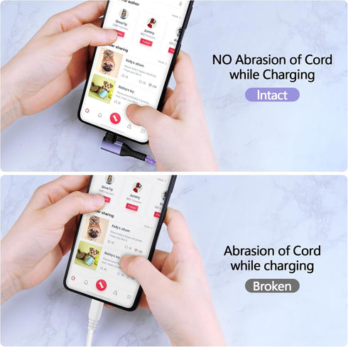 USB Type C Cable 6FT 3Pack Fast Charging Right Angle Cable for iPhone 15 Pro, Samsung Galaxy A55 A35 A33 A32 5G