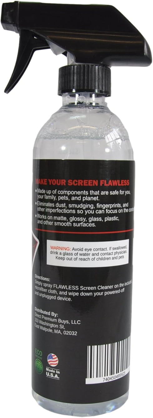 Flawless Screen Cleaner Spray with Microfiber Cleaning Cloth for LCD, LED Displays on Computer, TV, iPad, Tablet