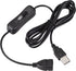MECCANIXITY USB Cable with ON/Off Switch - 2M Black USB Male to Female Extension Cord for LED Desk Lamp