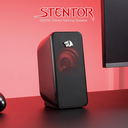 Redragon GS500 STENTOR PC Gaming Speaker, 2.0 Channel Stereo Desktop Speaker with Red Backlight, USB Powered