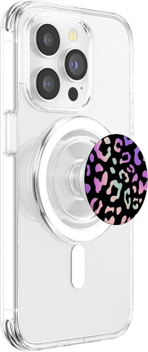 Rainbow Leopard Cheetah Black PopSockets PopGrip for MagSafe