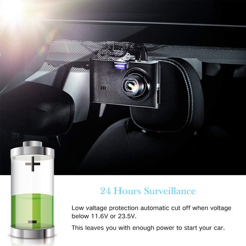 Dash Cam Hardwire Kit, Micro USB Hard Wire Kit for Dashcam, 12V-24V to 5V Car Charger Power Cord, 11.5ft