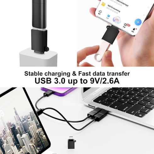 6 Pack USB C to USB Adapter, USB A to USB C Adapter, USB-C Male USB Female OTG Adapter for MacBook Pro, iPad Pro,