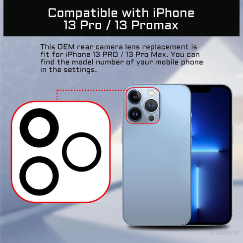 OEM Rear Camera Lens Replacement for iPhone 13 PRO, Dual-Sided Adhesive Back Camera Glass Lens with Fix Tool Repair Kit