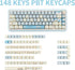 MOA Keycaps, PBT Keycaps, 148 Keys Blue White Cute Custom Gaming Keycaps Dye Sublimation for ANSI Layouts Cherry