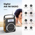 Radio Portable AM FM Digital Clock Radio with Bluetooth, 5 Watts Loud Speaker, Rechargeable, Best Reception for Home