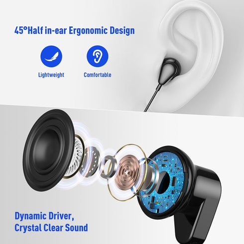 USB Headphone for PC Laptop Wired Earbuds, Computer Headset with Microphone Volume Control Mute Button, Lightweight