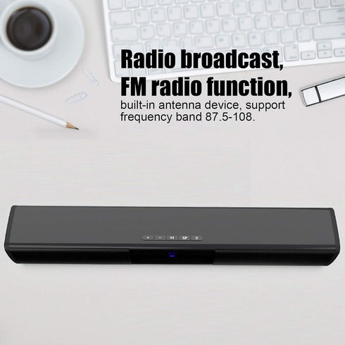 Lazmin112 Wireless Bluetooth Speaker, Long Bar Subwoofer with AUX Connection, FM Radio, 360° Surround Sound