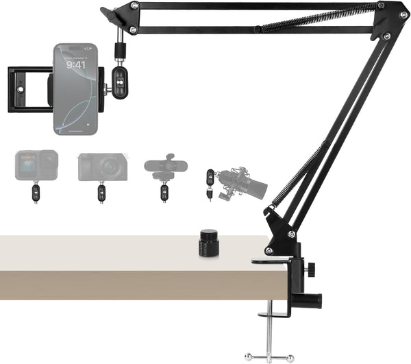 ellrkr 30" Magic Arm Holder w Clamp - Overhead Phone Mount for Desk,