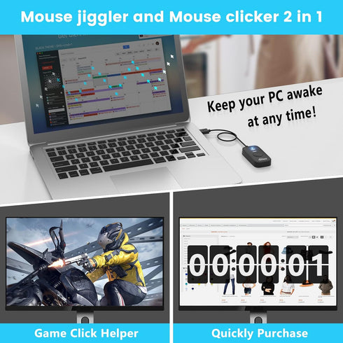 Mouse Jiggler Undetectable for Computer, USB Mouse Mover, Automatic Click Device, Plug & Play