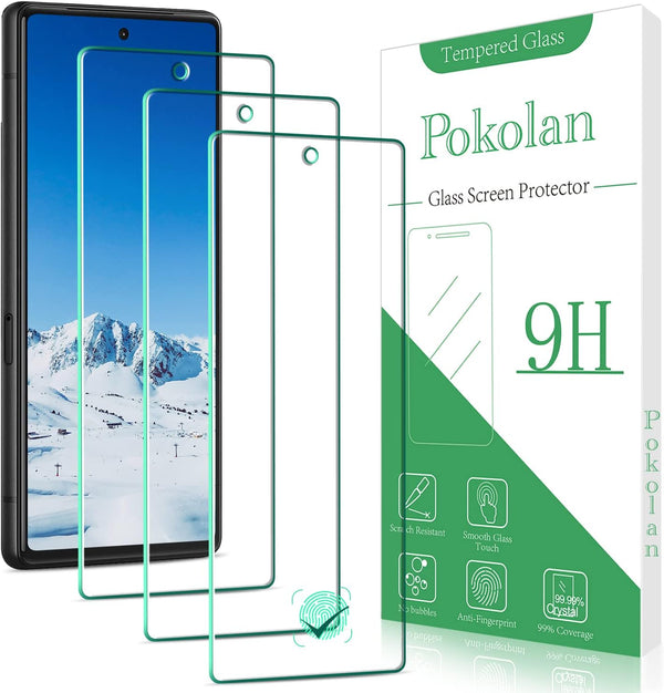 Pokolan Tempered Glass Screen Protector for Google Pixel 7 - 9H Hardness, Bubble Free, Easy Install, 3-Pack, Case