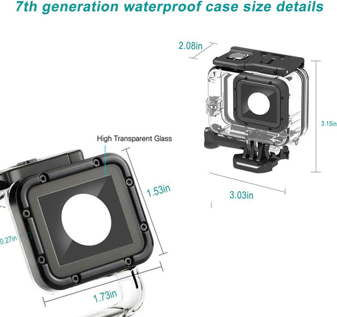 HONGDAK Waterproof Housing Case for GoPro Hero 7/6/5 Black, 196ft/60m Diving Protective Shell