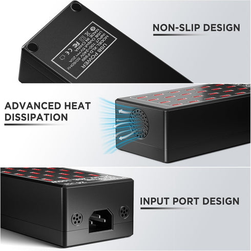 24-Port 100 Watt Charging Station for Multiple Devices, Rapid USB Charging Station for Hotels, Schools, and Travel