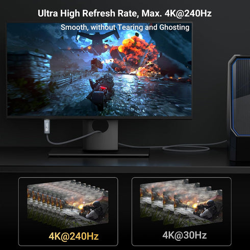 8K@60Hz 4K@240Hz/120Hz, 1.4a/2.1 2.1 Dolby 2.3, RTX4090/4080, RTX5090/5080 (3.3ft) DisplayPort to HDMI Cable Active
