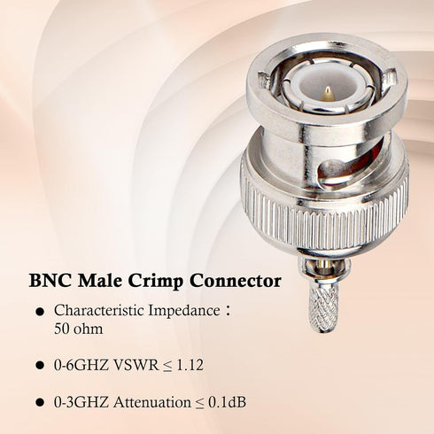 XRDS -RF BNC Crimp Connectors, 10PCS BNC Male Crimp Solder Attachment for RG316 RG174 Coax Cable