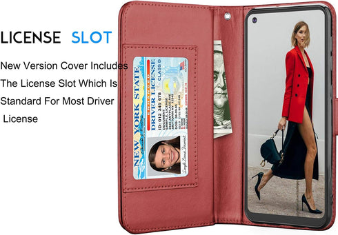 Tekcoo Galaxy A21 Case, Luxury PU Leather Wallet Case with Cash Credit Card Slots, Detachable Magnetic Flip Cover