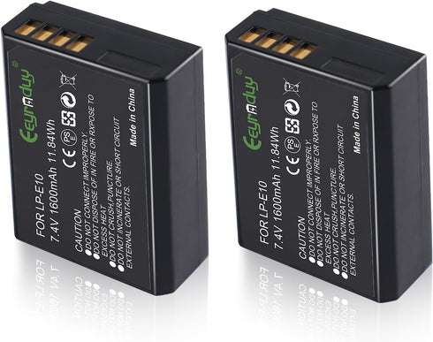 2-Pack LP-E10 Batteries for Canon EOS Rebel T7 T6 T5 T3, Kiss X50 X70, EOS 1100D 1200D 1300D Digital Camera