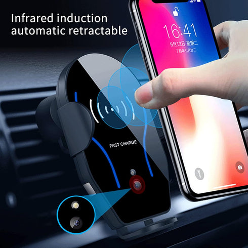 Car Charger - 7.5W 10W 5W Fast Charging Auto Clamping Phone Mount for iPhone 14 13 12 11 Pro, S22 Ultra