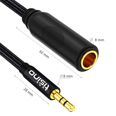 Tisino 1/4 to 3.5mm Adapter, 1/4" Female to 1/8" Male Stereo Audio Adapter for Headphones, Amplifiers, Guitar - 5ft