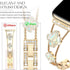 CTYBB Sparkle Diamond Band for Apple Watch 42mm 44mm 45mm Series 1-9, Cute Lucky Clover Dressy Wristband, Gold/White