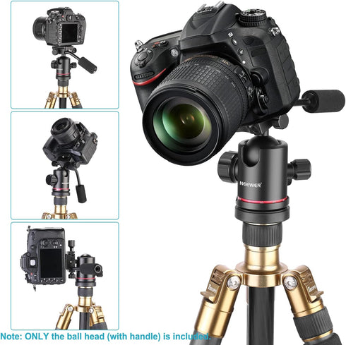Neewer Heavy Duty Camera Tripod Ball Head with Handle, 360 Degree Panoramic Head for Tripod, Monopod, DSLR Camera