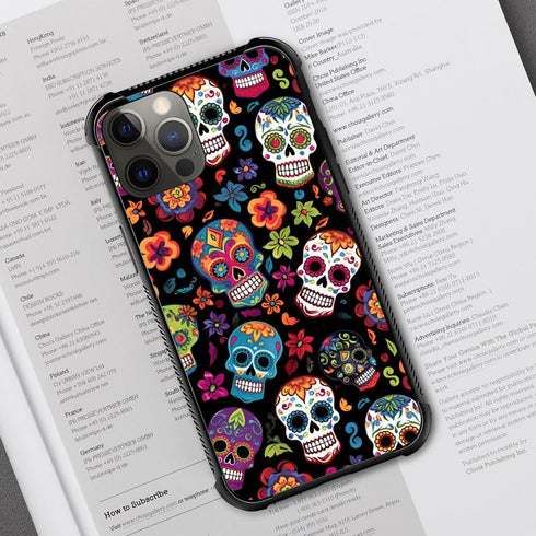TnXee Sugar Skull Case for iPhone 12/12 Pro - Shockproof, Anti-Scratch Design for Men & Women. Compatible & Stylish!