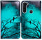 Case for Moto G Stylus/Moto G Pro, Black Bird Green Leather Flip Wallet Cover with Card Slot Holder