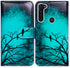 Case for Moto G Stylus/Moto G Pro, Black Bird Green Leather Flip Wallet Cover with Card Slot Holder