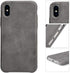 TOOVREN for iPhone X Leather Case, Ultra Thin Vintage Anti-Slip Grip Shell Hard Back Cover, Gray