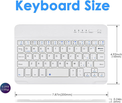 DETUOSI Universal 7-8 inch Wireless Keyboard, Multi-Device Travel Portable Ultrathin (6mm) Lightweight Wireless