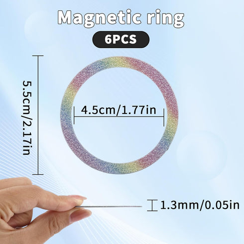lasuroa 6pcs Universal Magnetic Ring, Sparkle Metal Ring Stickers No Magnet Compatible with Most Phone Inside Cases