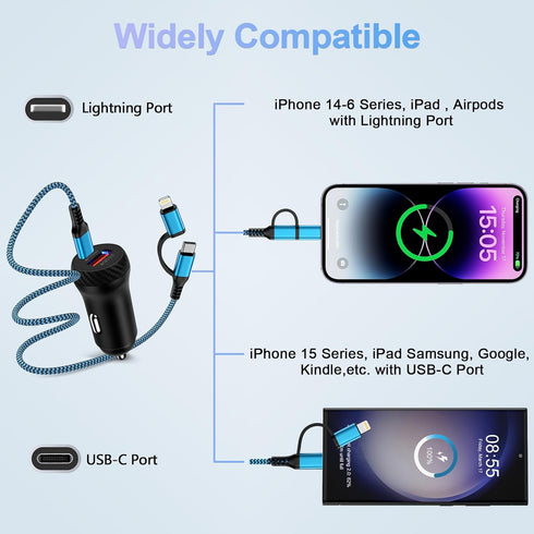 USB-C Car Charger Super Fast for iPhone 15 Pro Max 14 Pro Plus 13, 38W Dual Port Auto Charger for Galaxy S24