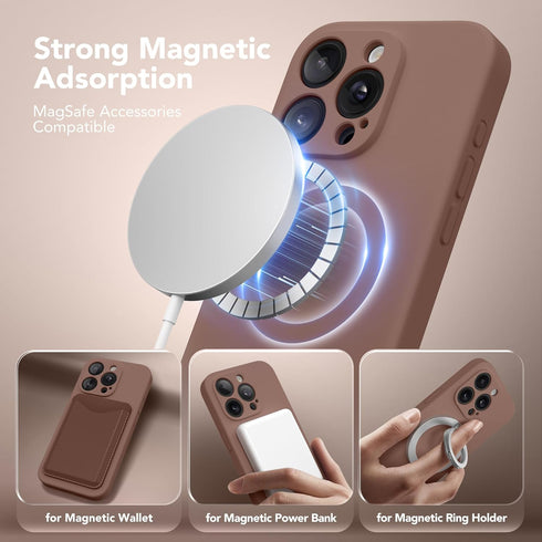 Magnetic iPhone 14 Pro Case, Silicone Shockproof Protective Phone Case with Full Camera Protection and 2 Screen