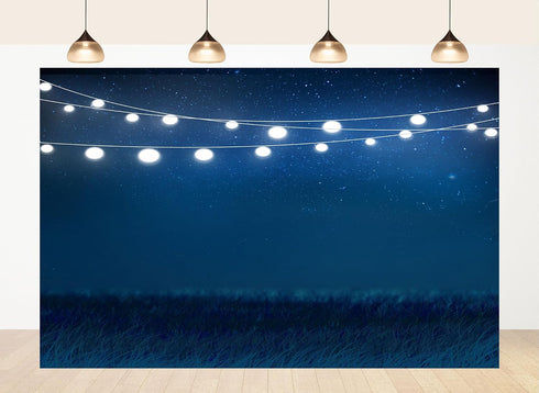 LidyMini 8x8ft Fabric Starry Night Balloon Lights Backdrop Bright Night Photography Background Stunning